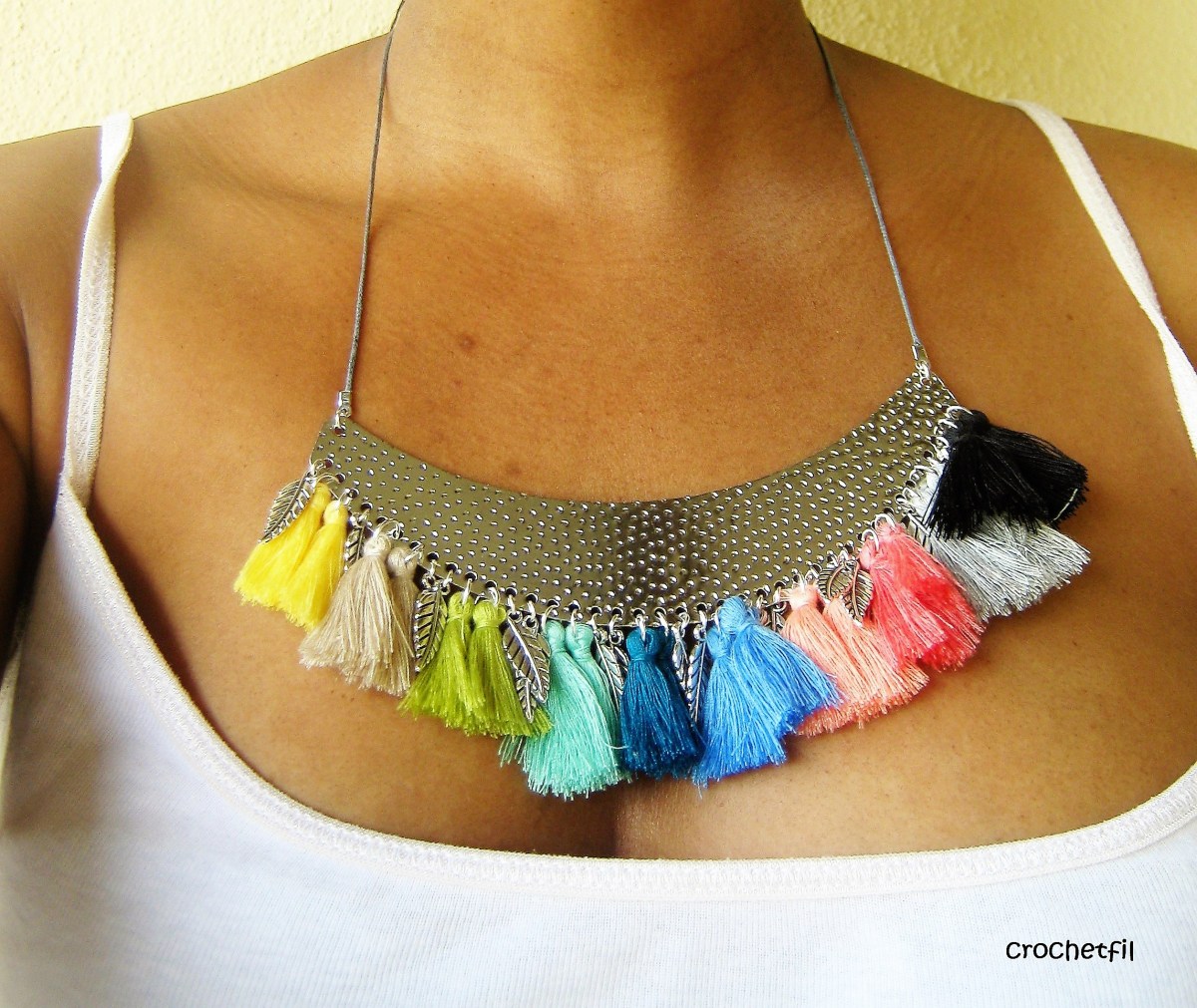 Collier à Pompons En Cristal Zacasha - Multicolore, Long, Neuf Sans Emballage